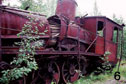 Abandoned and rusted out steam locomotive